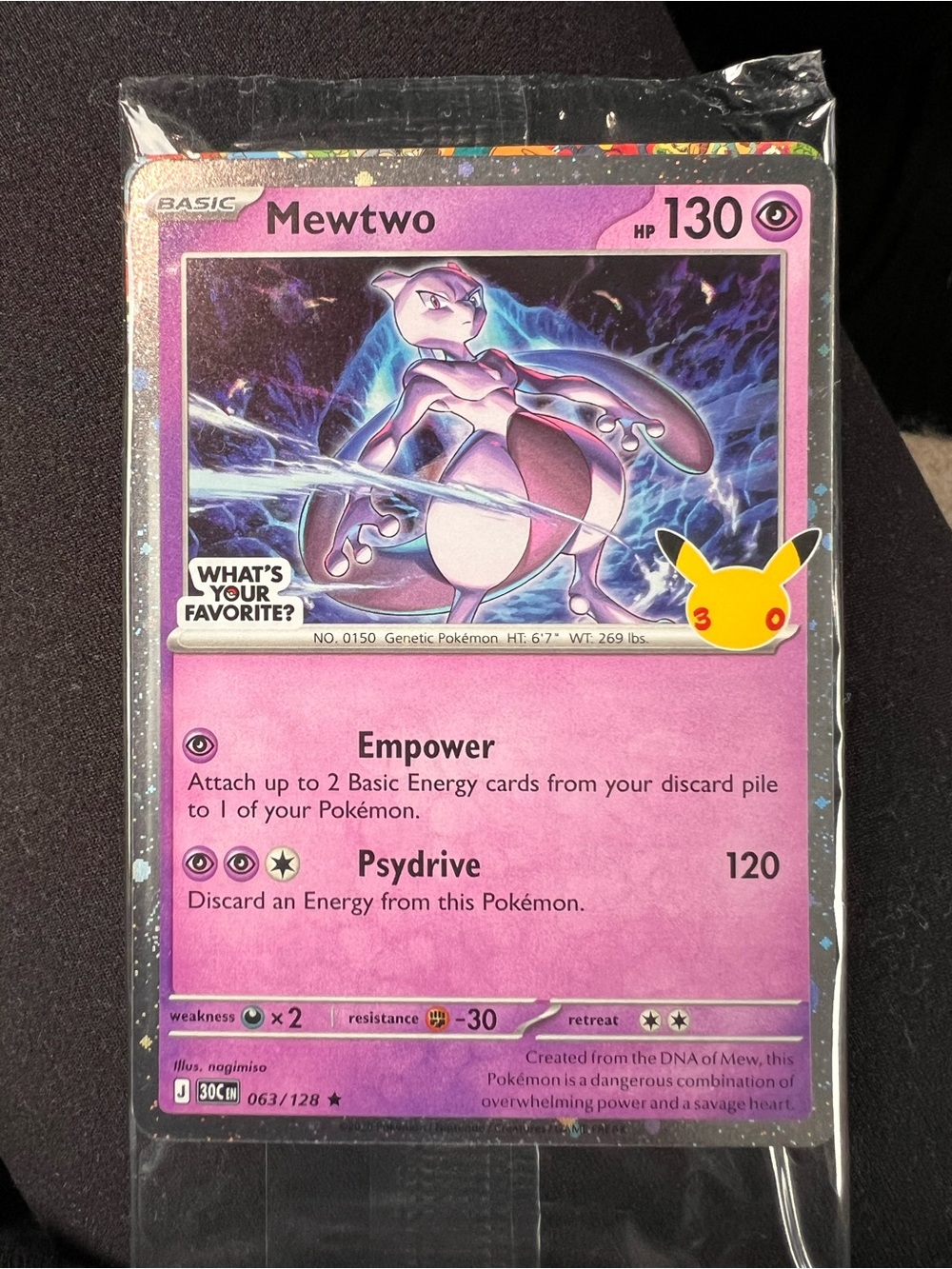 Sealed Mewtwo 30th Anniversary Celebrations Promo Card
Exclusive 063/128